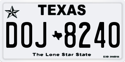 TX license plate DOJ8240