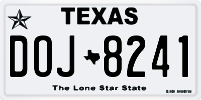 TX license plate DOJ8241