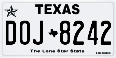 TX license plate DOJ8242