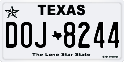 TX license plate DOJ8244