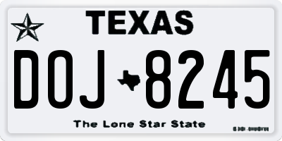 TX license plate DOJ8245