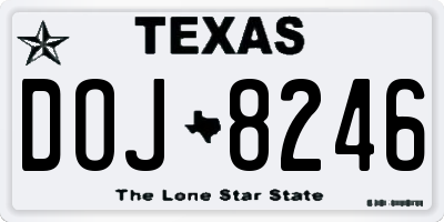 TX license plate DOJ8246