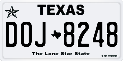 TX license plate DOJ8248