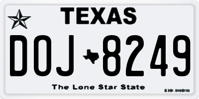 TX license plate DOJ8249
