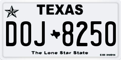 TX license plate DOJ8250