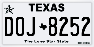 TX license plate DOJ8252
