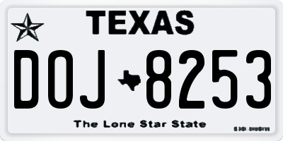 TX license plate DOJ8253