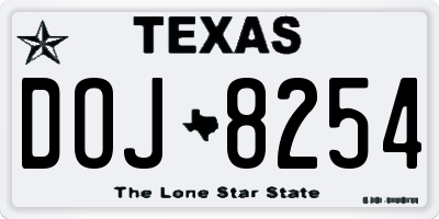 TX license plate DOJ8254