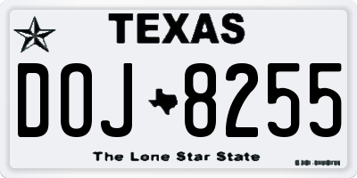 TX license plate DOJ8255