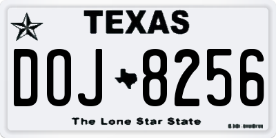 TX license plate DOJ8256