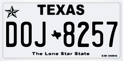 TX license plate DOJ8257