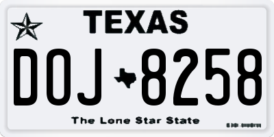 TX license plate DOJ8258