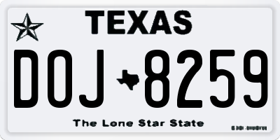 TX license plate DOJ8259