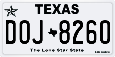 TX license plate DOJ8260