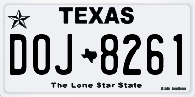 TX license plate DOJ8261