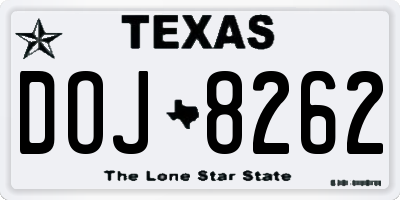 TX license plate DOJ8262