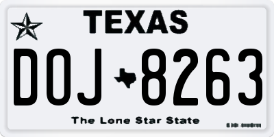 TX license plate DOJ8263
