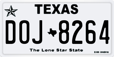 TX license plate DOJ8264