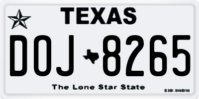 TX license plate DOJ8265