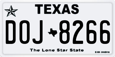 TX license plate DOJ8266