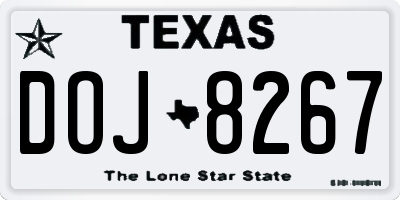 TX license plate DOJ8267