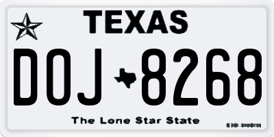 TX license plate DOJ8268