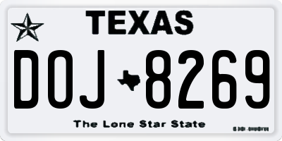 TX license plate DOJ8269