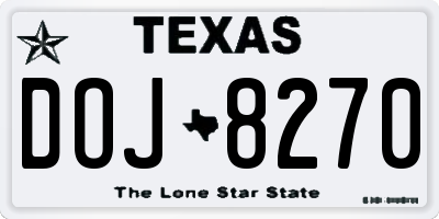 TX license plate DOJ8270