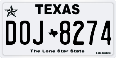 TX license plate DOJ8274