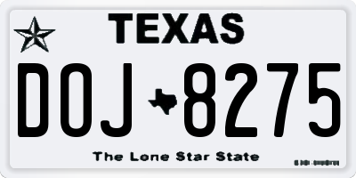 TX license plate DOJ8275