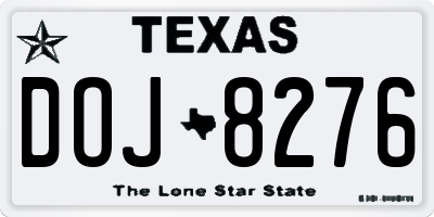TX license plate DOJ8276