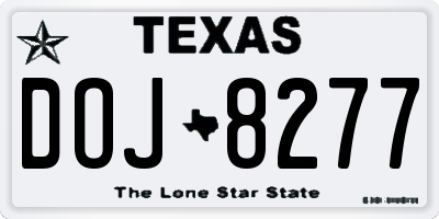 TX license plate DOJ8277