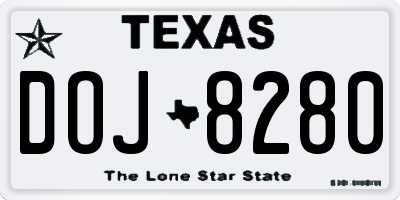 TX license plate DOJ8280