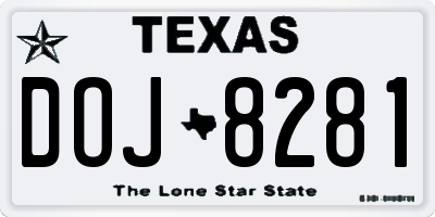 TX license plate DOJ8281