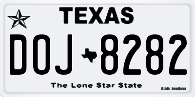 TX license plate DOJ8282