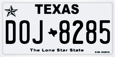 TX license plate DOJ8285