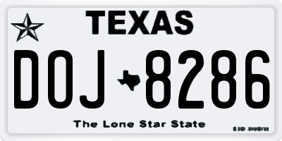 TX license plate DOJ8286