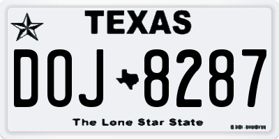 TX license plate DOJ8287