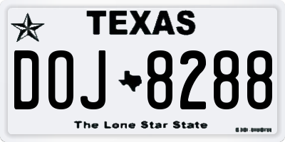 TX license plate DOJ8288