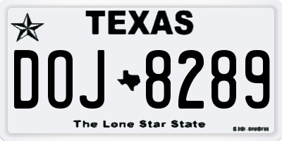 TX license plate DOJ8289