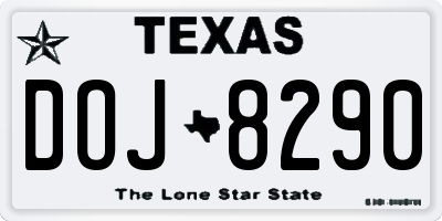 TX license plate DOJ8290