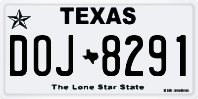 TX license plate DOJ8291