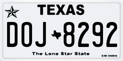 TX license plate DOJ8292