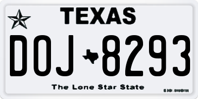 TX license plate DOJ8293