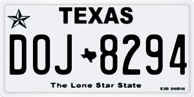 TX license plate DOJ8294