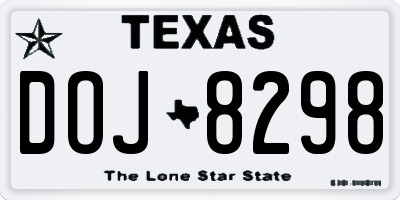 TX license plate DOJ8298
