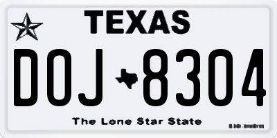 TX license plate DOJ8304