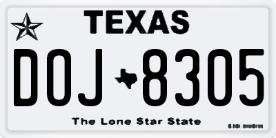 TX license plate DOJ8305