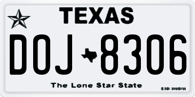 TX license plate DOJ8306