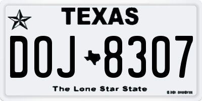 TX license plate DOJ8307